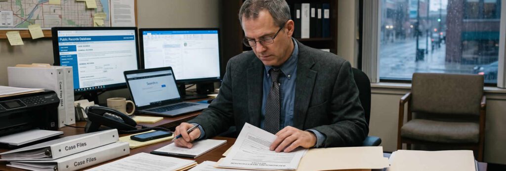 Investigator carrying out a Background Check