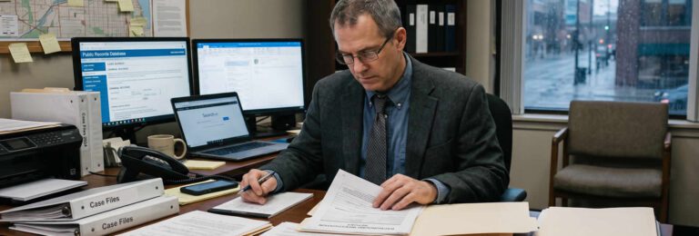 Investigator carrying out a Background Check