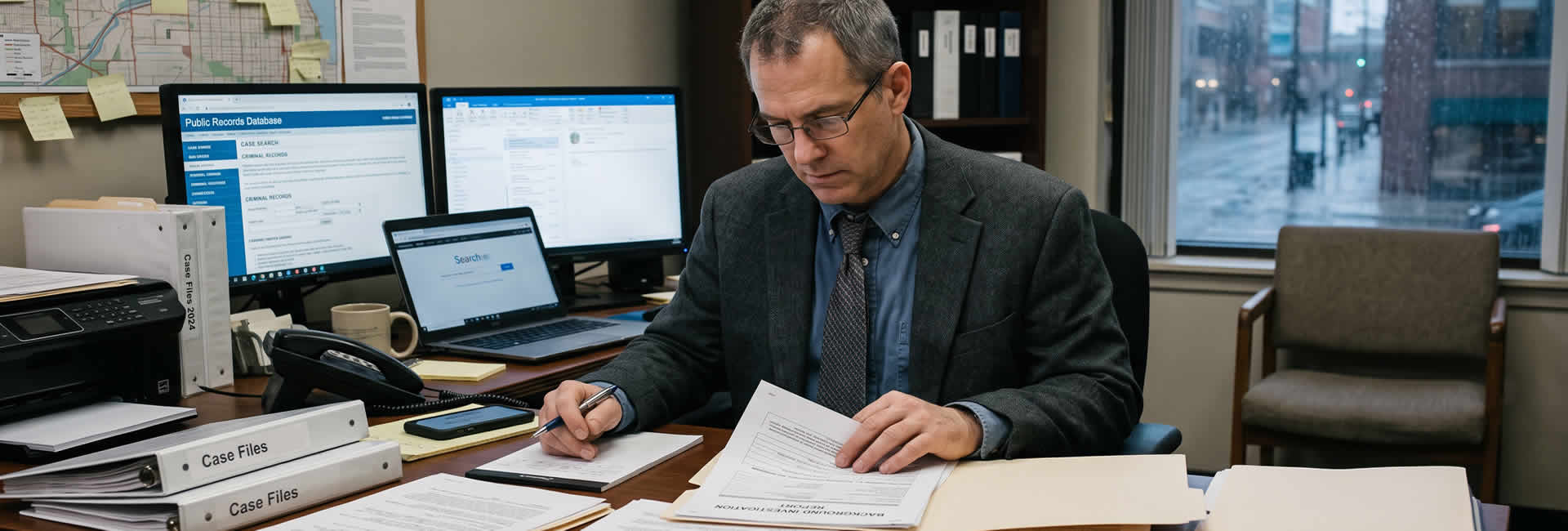 Investigator carrying out a Background Check